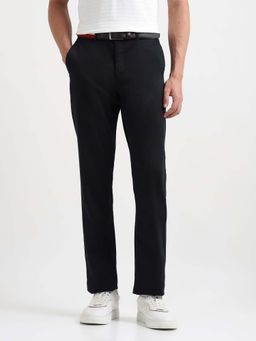 Arrow Sports - Men Navy Blue Solid Regular Fit Auto Flex Plus Trouser