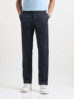 Arrow Sports - Men Blue Solid Regular Fit Cotton Trouser