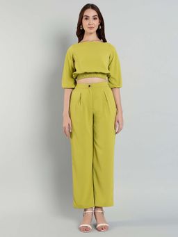 MISH - LUXE By MISH Green Regular Fit Co-Ord with Boat Neck