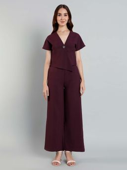 MISH - Burgundy Co-Ord with Embroidery Brooch (Set of 2)