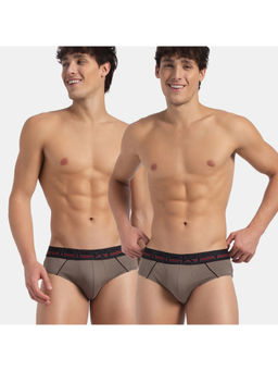 Jockey - US14 Men Cotton Solid Brief with Ultrasoft Waistband - Dark Khaki (Pack of 2)