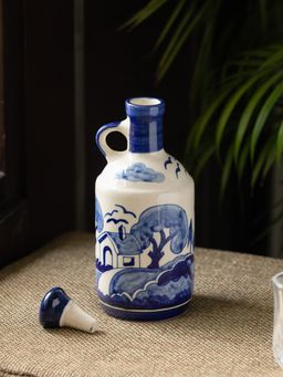 ExclusiveLane - Vibing Village Hand-Painted Oil Bottle In Ceramic (960 Ml)