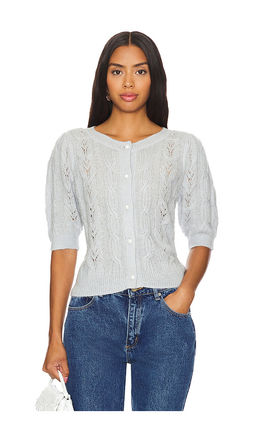 525 - Lacey Puff Sleeve Crew Cardi