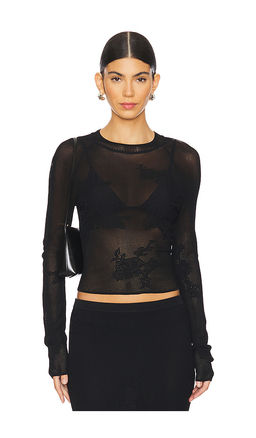 fleur du mal - Lace Pointelle Long Sleeve Top