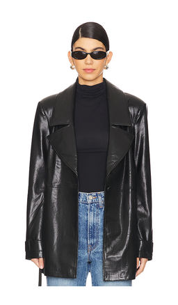 House of Harlow 1960 - Bordeaux Faux Leather Blazer