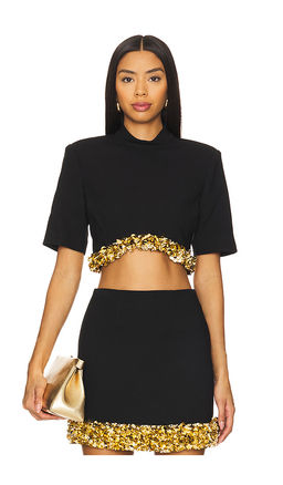 SIMKHAI - Jalen Short Sleeve Cropped Top