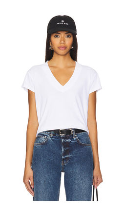 LA Made - Suri Deep V Cap Sleeve Tee