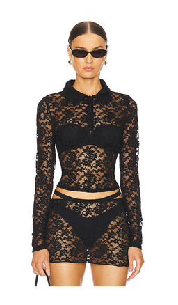 LIONESS - Black Swan Polo Top