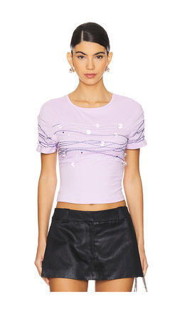 Susan Fang - Beaded Short Sleeve Top