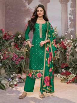 Seerat - Green Jacquard With Kurta With Dyed Trouser And Printed Dupatta