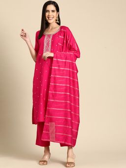 Gerua By Libas - Yoke Design Silk Blend Straight Kurta With Pant & Dupatta For Women