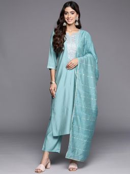 Gerua By Libas - Yoke Design Silk Blend Straight Kurta With Pant & Dupatta For Women