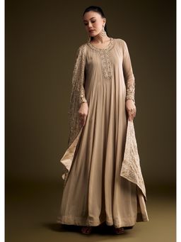 KALKI FASHION - Beige Georgette Anarkali Kurta With Dupatta Thread And Sequins Embroidery