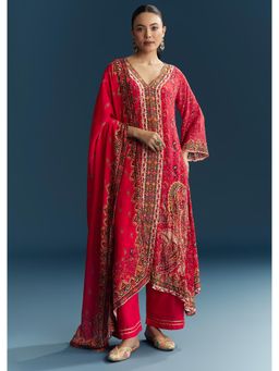 KALKI FASHION - Red Crepe Printed Kurta & Pant With Dupatta
