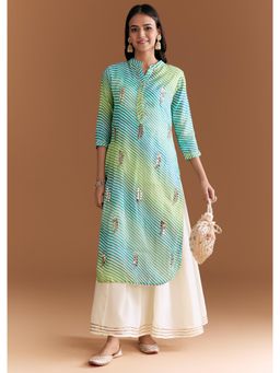 KALKI FASHION - Cotton Inner & Kurta With Leheriya Print And Gota Work