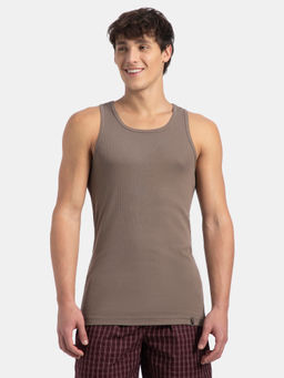 Jockey - 9922 Super Combed Cotton Rib Round Neck Gym Vest Khaki