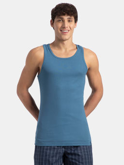 Jockey - 9922 Super Combed Cotton Rib Round Neck Gym Vest Blue