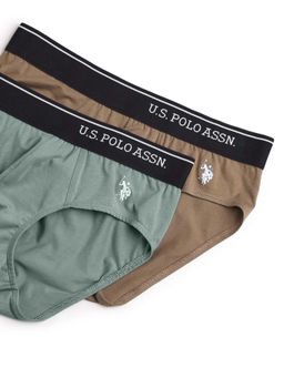 U.S. POLO ASSN. - Multi-Color Solid/Plain Elastic Regular Briefs (Pack of 2)