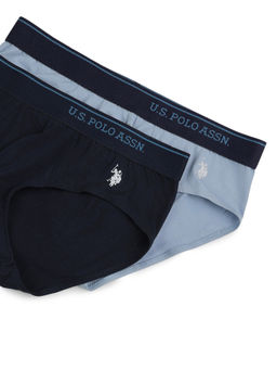 U.S. POLO ASSN. - Multi-Color Solid/Plain Elastic Regular Briefs (Pack of 2)