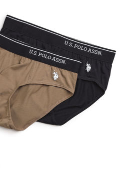U.S. POLO ASSN. - Multi-Color Solid/Plain Elastic Regular Briefs (Pack of 2)