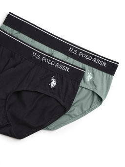 U.S. POLO ASSN. - Multi-Color Solid/Plain Elastic Regular Briefs (Pack of 2)