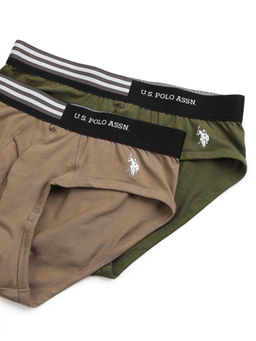 U.S. POLO ASSN. - Multi-Color Solid/Plain Elastic Regular Briefs (Pack of 2)