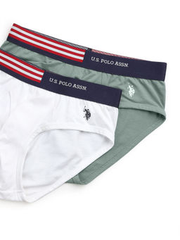 U.S. POLO ASSN. - Multi-Color Solid/Plain Elastic Regular Briefs (Pack of 2)