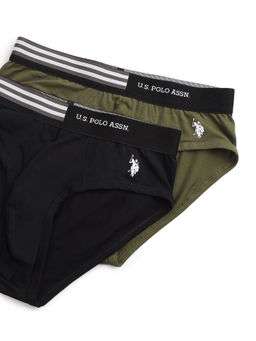 U.S. POLO ASSN. - Multi-Color Solid/Plain Elastic Regular Briefs (Pack of 2)