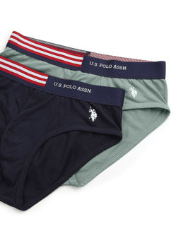 U.S. POLO ASSN. - Multi-Color Solid/Plain Elastic Regular Briefs (Pack of 2)
