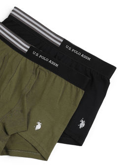 U.S. POLO ASSN. - Multi-Color Solid/Plain Elastic Regular Trunks (Pack of 2)