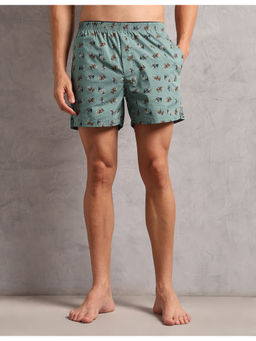 U.S. POLO ASSN. - Green Printed Elastic Regular Boxer