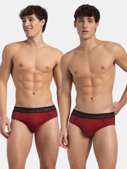 Jockey - Us14 Cotton Solid Brief Ultra-Soft Waistband Sundried Red (Pack of 2)