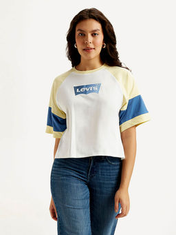 Levi's - White Women's Colour Block Relaxed Fit T-shirt