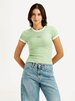 Levi's - Green Women's Solid Slim Fit T-shirt