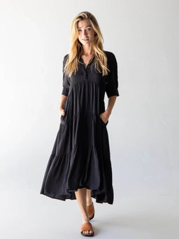 PIMU - Black Rebecca Midi Dress