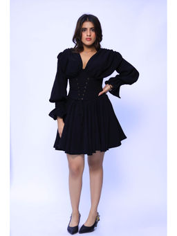 ROSA DAME - Black Fiona Georgette Corset Dress