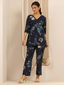 Libas - Navy Blue Floral Co-Ord Set
