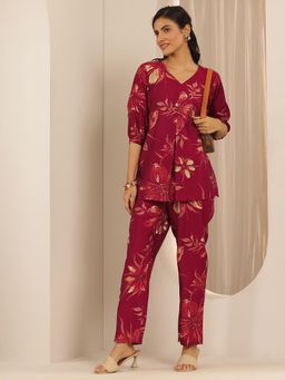 Libas - Maroon Floral Co-Ord Set