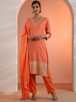Libas - Orange Printed Kurta with Pant and Dupatta