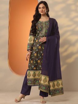 Libas - Purple Floral Kurta with Pant and Dupatta