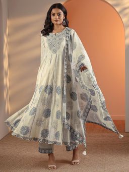Libas - Off White Printed Kurta with Pant and Dupatta
