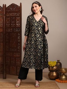 Globus - Black Floral Kurta and Pant