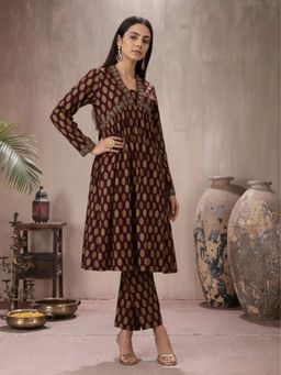 Globus - Wine Printed Kurta and Pant
