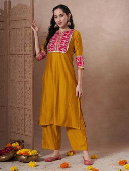 FASHOR - Mustard Embroidered Co-Ord Set