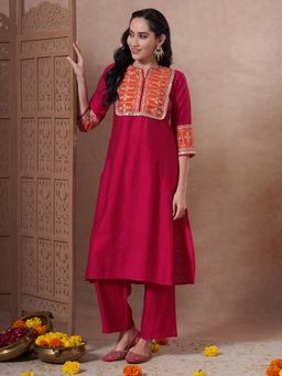 FASHOR - Red Embroidered Co-Ord Set