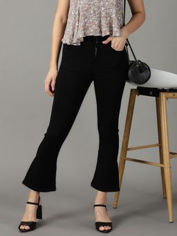 SHOWOFFFF - Women's Stretchable Clean Look Black Bootcut Jeans