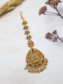 GRIIHAM - Gold Plated Antique Short Maang Tikka