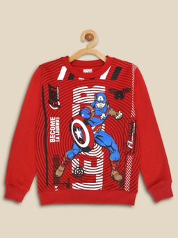 Kidsville - Boys Captain America Printed Red Sweatshirt
