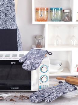 Maspar - Raw Spikes Cotton Printed Blue, Grey 2Pc Oven Mitt Set