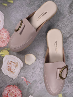 Ronnie Grey - Women Pink Solid Heeled Mules